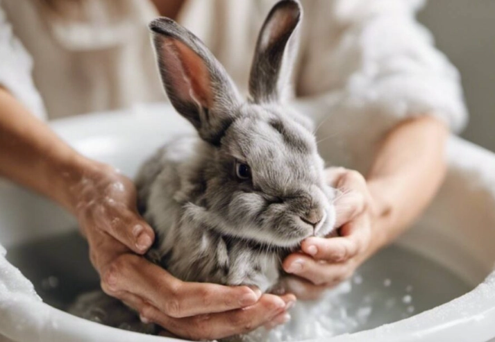 do you bathe a rabbit