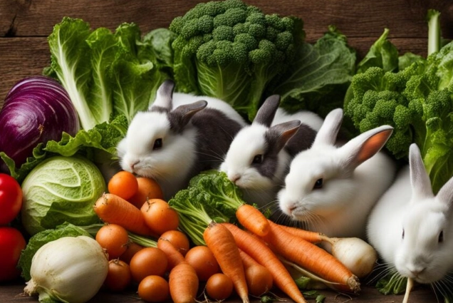 feeding vegetables to rabbits