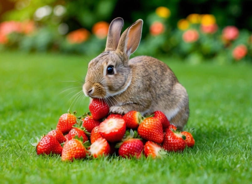 how to feed strawberries to rabbits