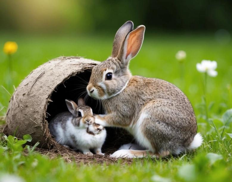 How long do baby bunnies stay with their mother?